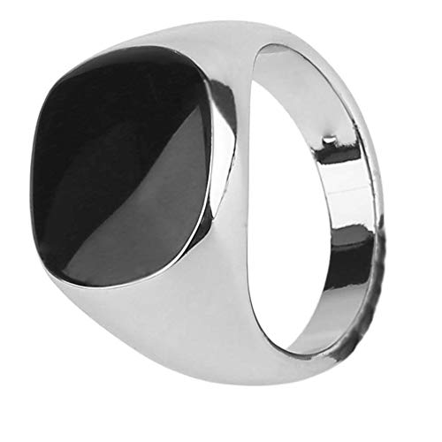 Emilyisky Vintage Hombres Anillo Masculino Joyería Titanio Acero Dominante Obsidiana Fiesta Club Anillo Joyería Mejor Regalo de joyería Blanco 20 mm