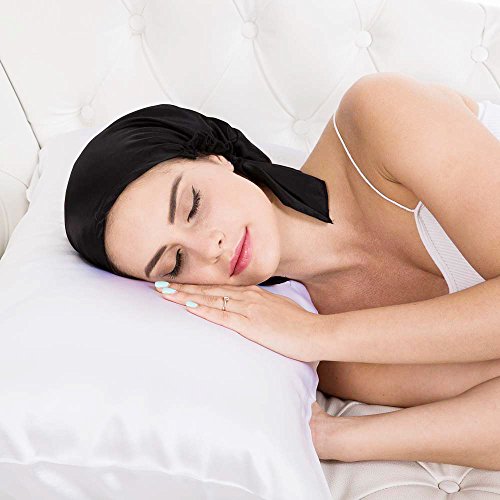 Emmet Gorro de Dormir Mujer Pura Seda Sombrero para Dormir elástico Hace Que tu Cabello se Sienta Sedoso y Mantiene el Estilo (Rojo, Talla única)