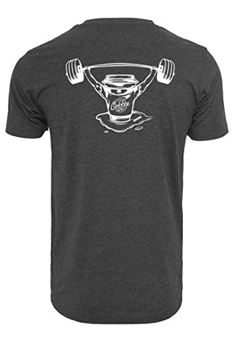 emom Fitness Bar Bell & Coffee bien sentado Sport – Camiseta (Diseño trasero Pecho), 10696-Dunkelgrau-l, gris oscuro, large