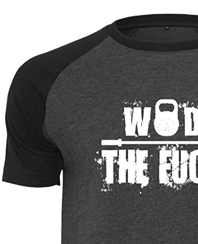 emom WOD The Fuck bien sentado Sport – Camiseta para hombre de emom Fitness aspecto de béisbol, color Dunkelgrau/Schwarz, tamaño large