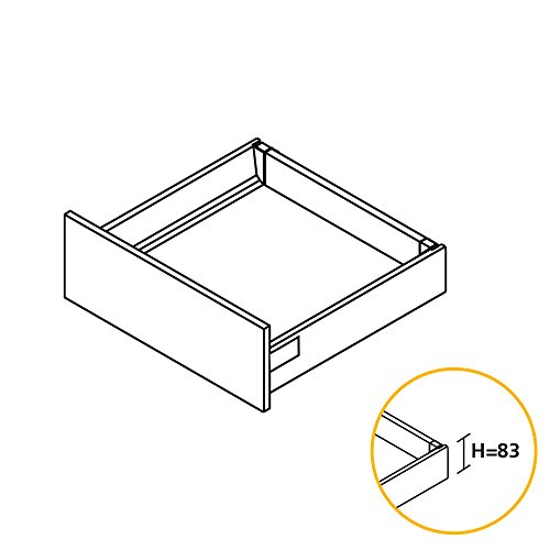 EMUCA - Kit de cajón para Cocina o baño con guias de extracción Total y Cierre Suave, Altura 83mm y Profundidad 500mm, Gris