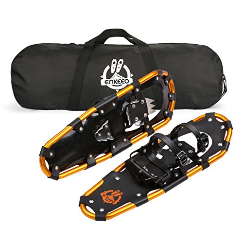 ENKEEO - Raquetas de Nieve 30’’, Aleación de Aluminio Ligero con Bolsa de Transporte, Ataduras de Trinquete Ajustables, 76.2 cm de Largo, 124.73kg de Capacidad de Peso