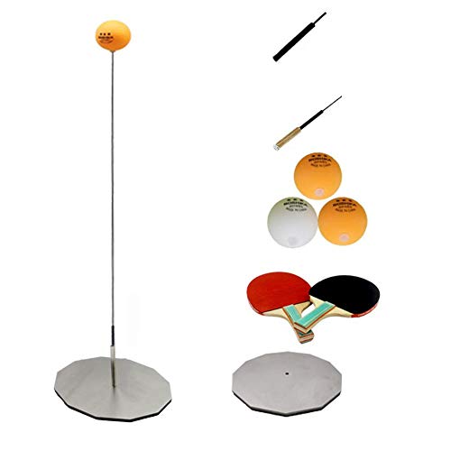 Entrenador de tenis de mesa, juego de tenis de mesa portátil con eje suave elástico Deportes de ocio Paleta de tenis de mesa con base de acero inoxidable grueso y 3 pelotas para jugar en interiores