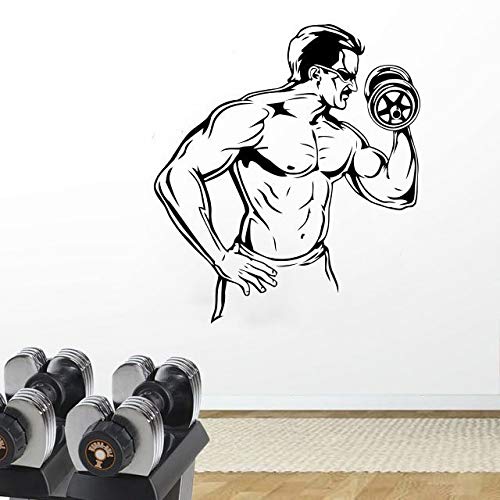 Entusiastas del fitness deportes fitness vinilo adhesivos de pared gimnasio club dormitorio juvenil hogar impermeable decorativo calcomanías de pared A2 57x64cm