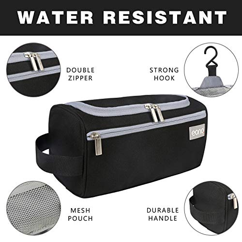 Eono by Amazon - Bolsas de Aseo Neceser Avion Unisexo Neceseres de Viaje Toiletry Bag Neceser Maquillaje con Gancho para Colgar Bolsa de Cosmético Impermeable Organizador de Viaje, Negro