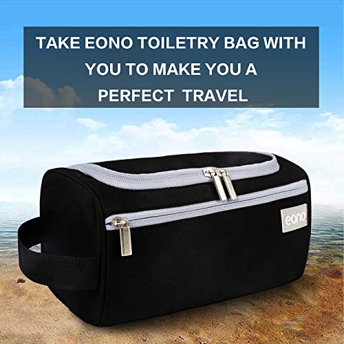 Eono by Amazon - Bolsas de Aseo Neceser Avion Unisexo Neceseres de Viaje Toiletry Bag Neceser Maquillaje con Gancho para Colgar Bolsa de Cosmético Impermeable Organizador de Viaje, Negro