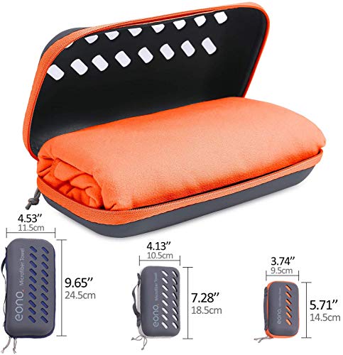 Eono by Amazon - Toalla de Microfibra para Llevar al Gimnasio, a la Playa, de Camping, de Viaje, de Natacion, o de Vacaciones. Secado rápido, Superabsorbente, Ultracompacta, Naranja-100x50cm