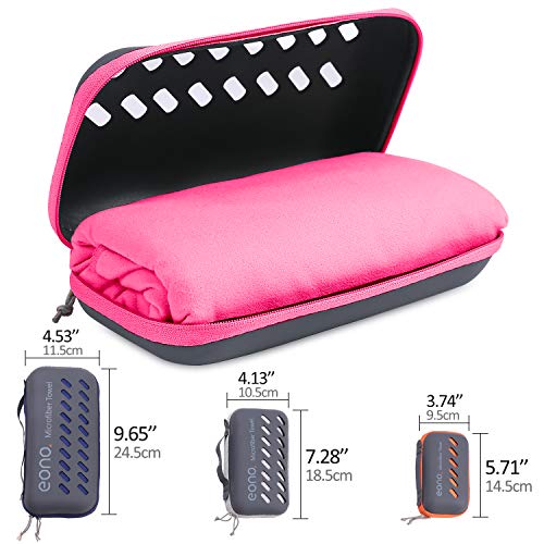 Eono by Amazon - Toalla de Microfibra para Llevar al Gimnasio, a la Playa, de Camping, de Viaje, de Natacion, o de Vacaciones. Secado rápido, Superabsorbente, Ultracompacta, Fucsia-140x70cm