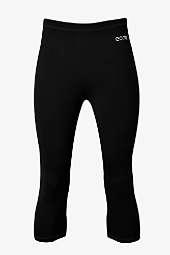 Eono Essentials - Mallas de yoga pirata elásticas para mujer con cintura media (negro, S)