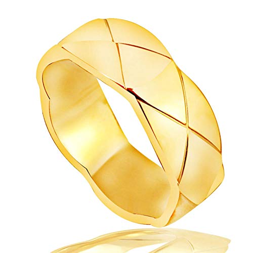 Epinki Acero Inoxidable Mujeres Anillos X Cruzar Anillos de Boda Elegante Anillo de Confianza Oro Talla 17