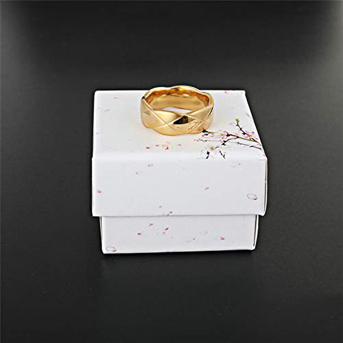 Epinki Acero Inoxidable Mujeres Anillos X Cruzar Anillos de Boda Elegante Anillo de Confianza Oro Talla 17