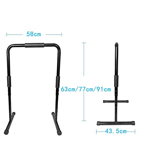 Equipo de la aptitud Para tríceps Dips Fit Dip Stand Station Heavy Duty Ultimate Body Press Bar con conector de seguridad Entrenamiento deportivo ( Color : Negro , tamaño : 58*91*43.5cm )