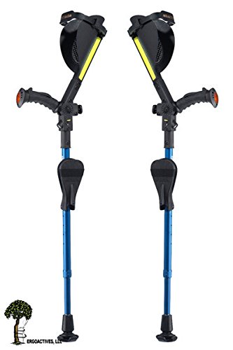 Ergobaum® 1 par (2 unidades)- Muletas de Niños Ergonomicas con Shock Absorbers (Azules) Niños 2'-5' pies tamaño Ajustable