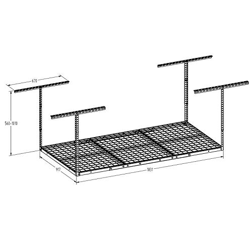 ERGOSOLID SG36 - Soporte de techo (183 x 91 cm), color negro