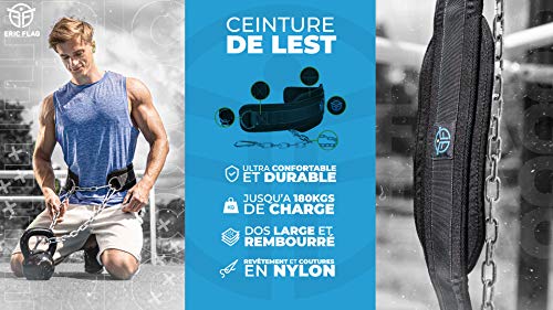 Eric Flag Cinturón de Lest a medida de marca francesa para musculación al peso corporal, Street Workout escalada, musculation Crossfit – Cinturón de alta calidad adecuado para todas las morfologías