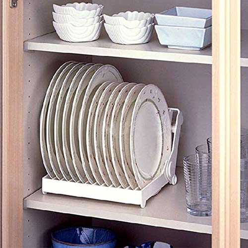 Escurridor de plástico para platos JJOnlineStore, plegable, multipropósito, para cocina; organizador exhibidor de cubiertos para secado, color blanco