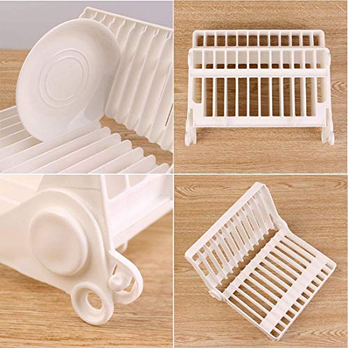 Escurridor de plástico para platos JJOnlineStore, plegable, multipropósito, para cocina; organizador exhibidor de cubiertos para secado, color blanco