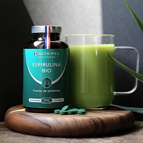 Espirulina Ecológica Suministro para 6 Meses | 540 Comprimidos de 500mg | 100% BIO Vegano | Ideal Deporte Musculación Detox Antioxidante Subir Defensas | Rico en Vitaminas Proteínas y Oligoelementos