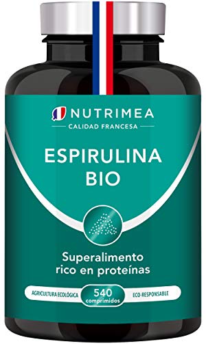 Espirulina Ecológica Suministro para 6 Meses | 540 Comprimidos de 500mg | 100% BIO Vegano | Ideal Deporte Musculación Detox Antioxidante Subir Defensas | Rico en Vitaminas Proteínas y Oligoelementos