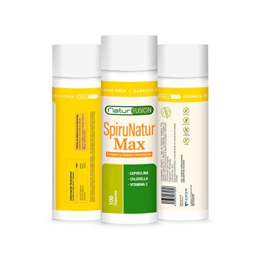 Espirulina Pura con Chlorella y Vitamina C | Espirulina con 99% de pureza | Fuente rica en Vitaminas esenciales, Proteínas, Minerales y Aminoácidos | 100 Cápsulas