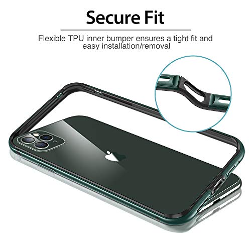 ESR Funda Parachoques para iPhone 11 Pro, Marco Rígido de Metal con Suave Parachoques Interior, Sin Interferencias en la Señal de Cobertura, Bordes Elevados, para iPhone 11 Pro. Verde.