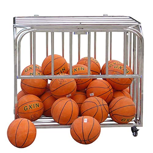 Estante de Pelota Carro de Almacenamiento de Bolas de Metal Jaula de Bolas Plegable, Casillero Deportivo Rodante para Balones de Baloncesto/Fútbol/Ejercicio, Rack de Equipos (Color : with Cover)