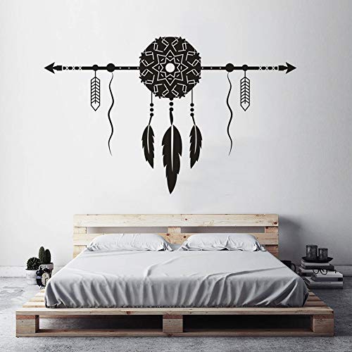 Estilo boho atrapasueños etiqueta de la pared decoración del dormitorio del hogar atrapasueños con flecha arte de la pared mural vinilo creativo decoración de la pared calcomanía A7 67x42cm