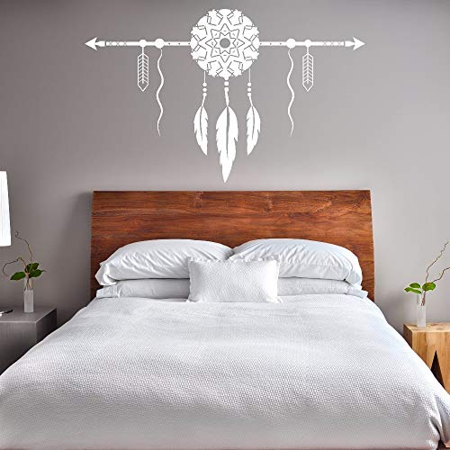 Estilo boho atrapasueños etiqueta de la pared decoración del dormitorio del hogar atrapasueños con flecha arte de la pared mural vinilo creativo decoración de la pared calcomanía A7 67x42cm