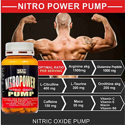 Estimulando óxido Nítrico PRE WORKOUT Nitro Power Pump 120 Comprimidos GH Aumentar la Masa Muscular Recuperación Muscular Arginina AKG Péptido Glutamina Citrulina Taurina Ornitina Vitaminas Cafeína