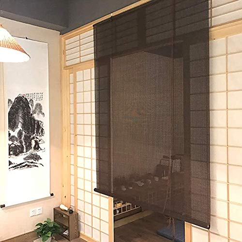 Estor de bambú CCFCF para exteriores, filtro de luz, persianas, natural/translúcido/negro/decoración para jardín, porche, piscina, ventanas, E,60 x 220 cm/23 x 87 pulgadas
