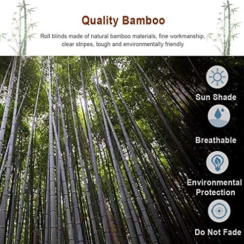 Estor de bambú CCFCF para exteriores, filtro de luz, persianas, natural/translúcido/negro/decoración para jardín, porche, piscina, ventanas, E,60 x 220 cm/23 x 87 pulgadas