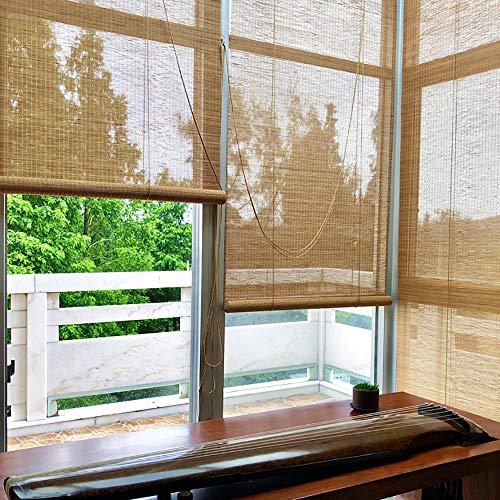 Estor de bambú natural CCFCF, para ventanas, filtro de luz, decoración para jardín, porche, piscina, A, 100 x 175 cm