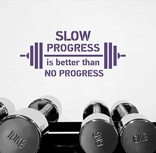 Etiqueta De La Pared Pegatinas Calcomanías Deportes Barbell Halterofilia Palabras Inspiradoras Progreso Ejercicio Gimnasio Fitness Decoración 110 × 42 cm