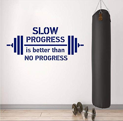 Etiqueta De La Pared Pegatinas Calcomanías Deportes Barbell Halterofilia Palabras Inspiradoras Progreso Ejercicio Gimnasio Fitness Decoración 110 × 42 cm