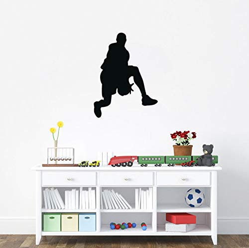 Etiqueta de la pared,Juegue Baloncesto Arte Pegatinas De Pared Extraíble Vinilo Etiqueta De La Pared Venta Caliente Gimnasio Calcomanías Deportivas Decoración Para Niños Niños Dormitorio 57X44 Cm