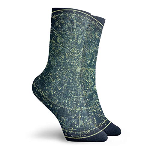 EU Zodiac Star Map Marianna Mills Calcetines de arte Impreso Novedad fresca Calcetines divertidos para actividades al aire libre