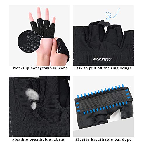 EULANT Cuatro Dedos Guante de Entrenamiento, con Antideslizante Silicona Palm Protector para Gimnasio Barra Dominadas Fitness Calistenia Anillas Levantamiento de Pesas Musculacion Kettlebell, L