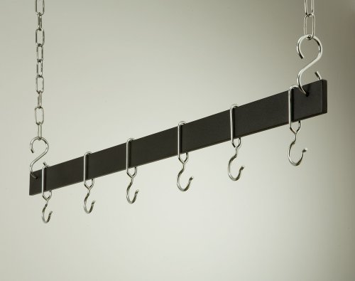 Euro Negro y Cromo Barra de Colgar Pot Rack