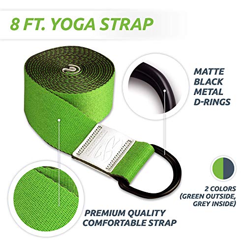 EverStretch Cinturón de Yoga estiramientos. Cinturon Ajustable de 2,5 Metros para Yoga, Pilates, Fitness y Fisioterapia. Diseñado para ser el Mejor cinturón de Yoga en el Mercado