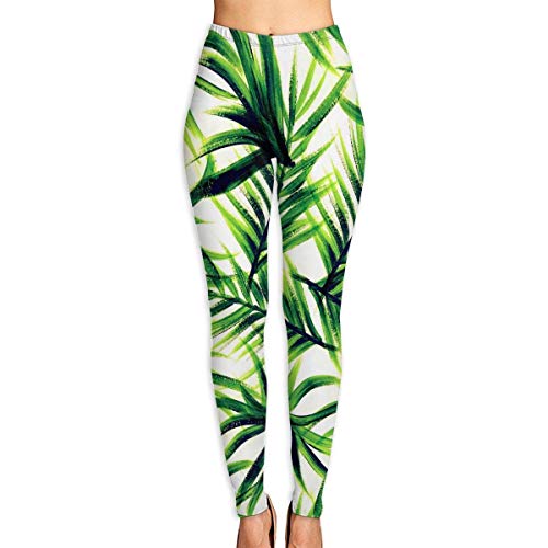 Ewtretr Mujer Pantalones de Yoga Pantalones Deportivos, Palm Tree Leaves Printed Leggings Full-Length Yoga Workout Leggings Pants