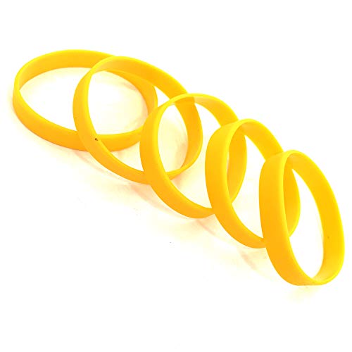 Extiff France Juego de 5 Pulseras de Goma/Silicona, Hombre Mujer, Personalizable (Amarillo)