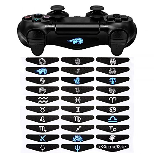 eXtremeRate 30 Piezas/Set Adhesivo para la Barra de luz Mando PS4 Vinilo Pegatinas Calcomanías Skins Stickers de la Barra Luminosa para Controlador Playstation 4 PS4 Pro Slim Original(Modelo-45)