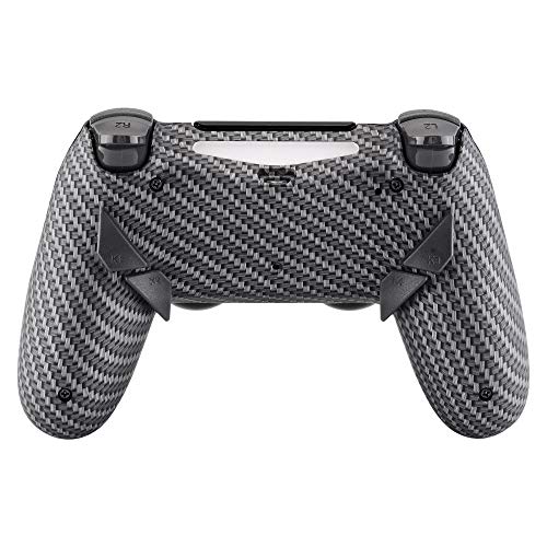 eXtremeRate Dawn Programable Remap Kit PS4 Scuf Reasignación de Botones para Playstaion 4 con Mod Chip&Carcasa Trasera&4 Botones Traseros Compatible con PS4 JDM 040/050/055(Fibra de Carbono)