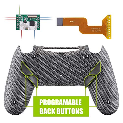 eXtremeRate Dawn Programable Remap Kit PS4 Scuf Reasignación de Botones para Playstaion 4 con Mod Chip&Carcasa Trasera&4 Botones Traseros Compatible con PS4 JDM 040/050/055(Fibra de Carbono)