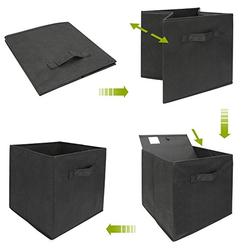 EZOWare Organizador, Caja de Almacenaje con 6 pcs, Set de 6 Cajas de Juguetes, Caja de Tela para Almacenaje, Negra