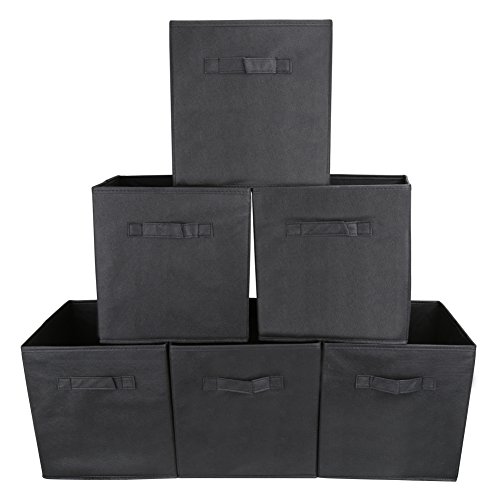 EZOWare Organizador, Caja de Almacenaje con 6 pcs, Set de 6 Cajas de Juguetes, Caja de Tela para Almacenaje, Negra