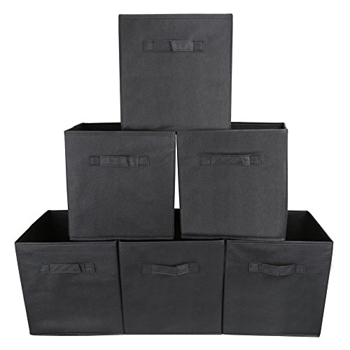 EZOWare Organizador, Caja de Almacenaje con 6 pcs, Set de 6 Cajas de Juguetes, Caja de Tela para Almacenaje, Negra