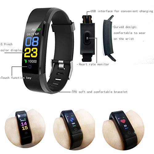 F-FISH Pulsera Actividad Inteligente Pantalla Color Reloj con Pulsómetro Impermeable IP67 Monitor de Ritmo Cardíaco Podómetro Deportiva Fitness Tracker para Mujer Hombre Niños