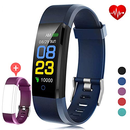 F-FISH Pulsera Actividad Inteligente Pantalla Color Reloj con Pulsómetro Impermeable IP67 Monitor de Ritmo Cardíaco Podómetro Deportiva Fitness Tracker para Mujer Hombre Niños