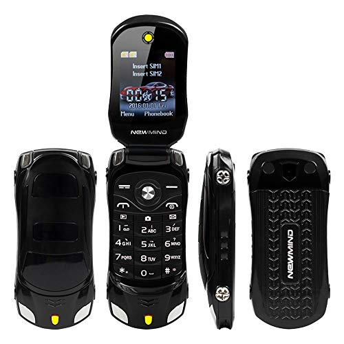 F15 MINI Flip Sports Car Design GSM desbloqueado teléfono celular compatible con tarjetas SIM duales (negro)